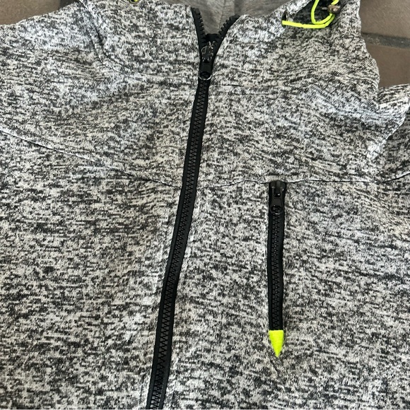 Grey Zip-Up Hoodie with Neon Accents - Picture 8 of 12